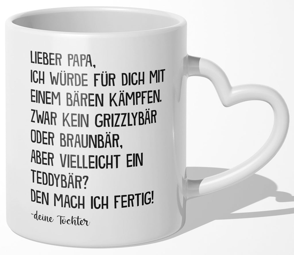 22Feels® Papa Geschenk von Tochter - Tasse mit Spruch (Herzhenkel, Weiss, 320ml)-Tasse Weiss Herzhenkel 320ml-22Feels