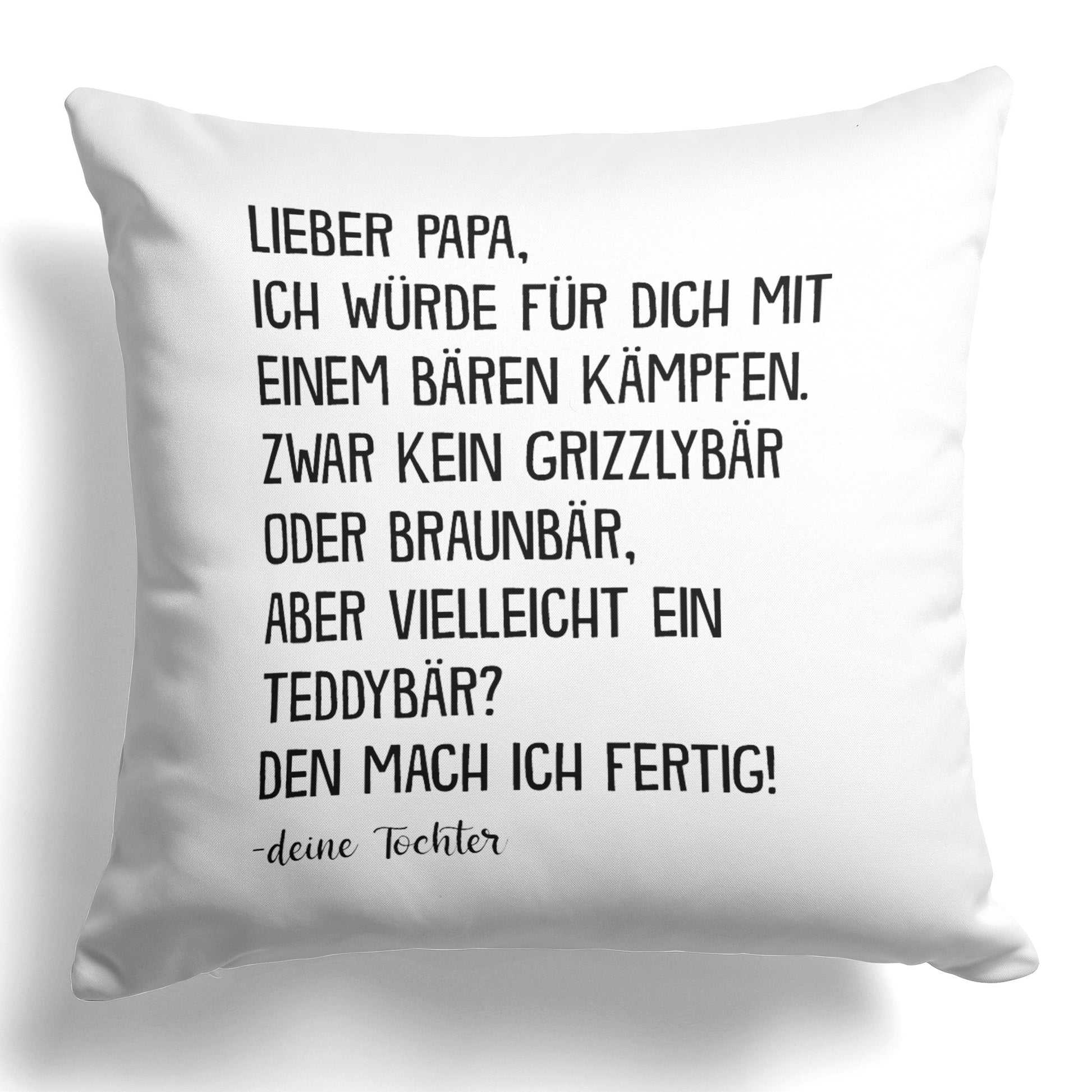 22Feels® Papa Geschenk von Tochter - Kissen mit Spruch (Weiss 40x40cm)-Kissen Weiss 40x40-22Feels