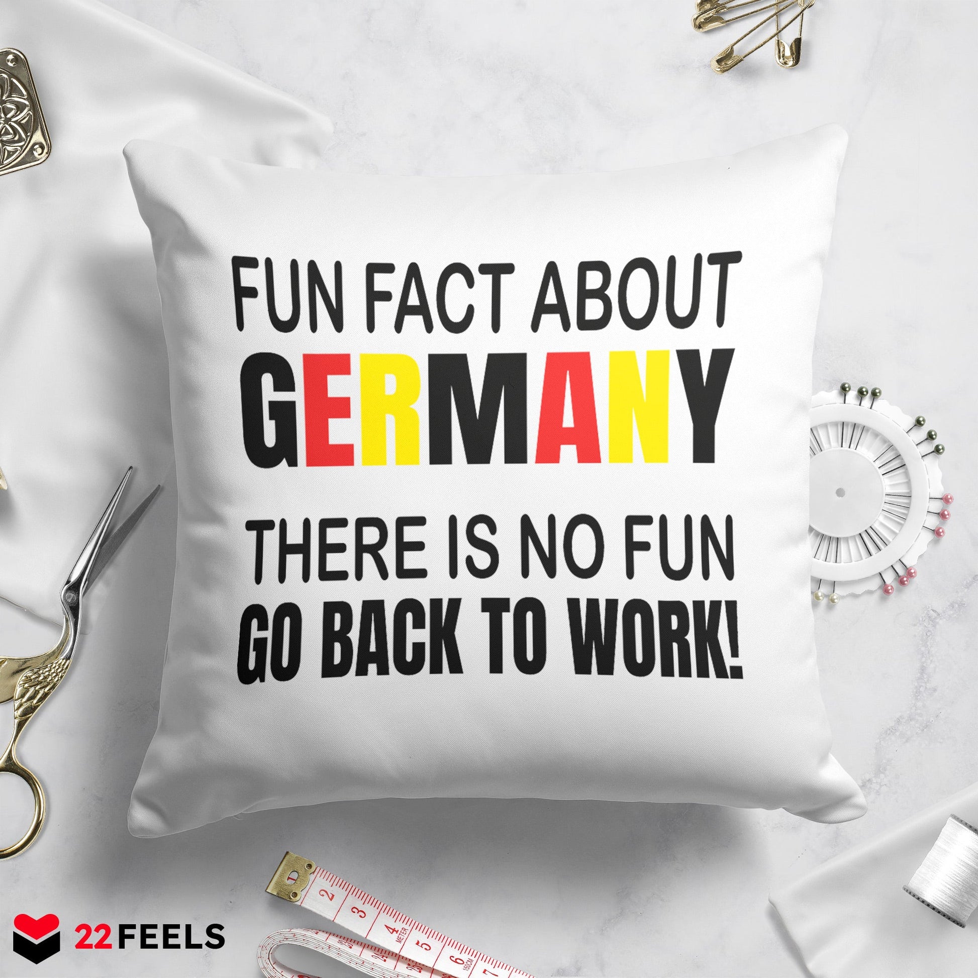 22Feels® Lustiges Kissen mit Spruch: - Büro Geschenkidee (Weiss 40x40cm)-Kissen Weiss 40x40-22Feels