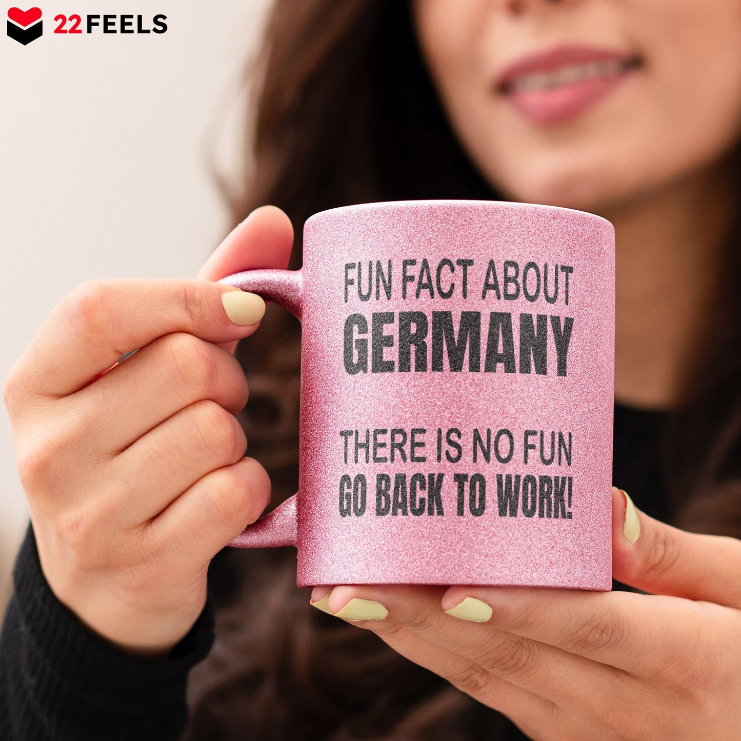 22Feels® Lustige Glitzertasse mit Spruch: - Büro Geschenkidee (Pink, 320ml)-Glitzertasse Pink 320ml-22Feels