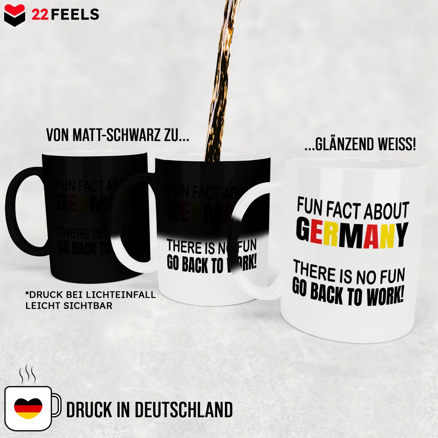 22Feels® Lustige Zaubertasse mit Spruch: - Büro Geschenkidee (Matt-Schwarz und Weiss, 320ml)-Farbwechsel Tasse Matt 320ml-22Feels