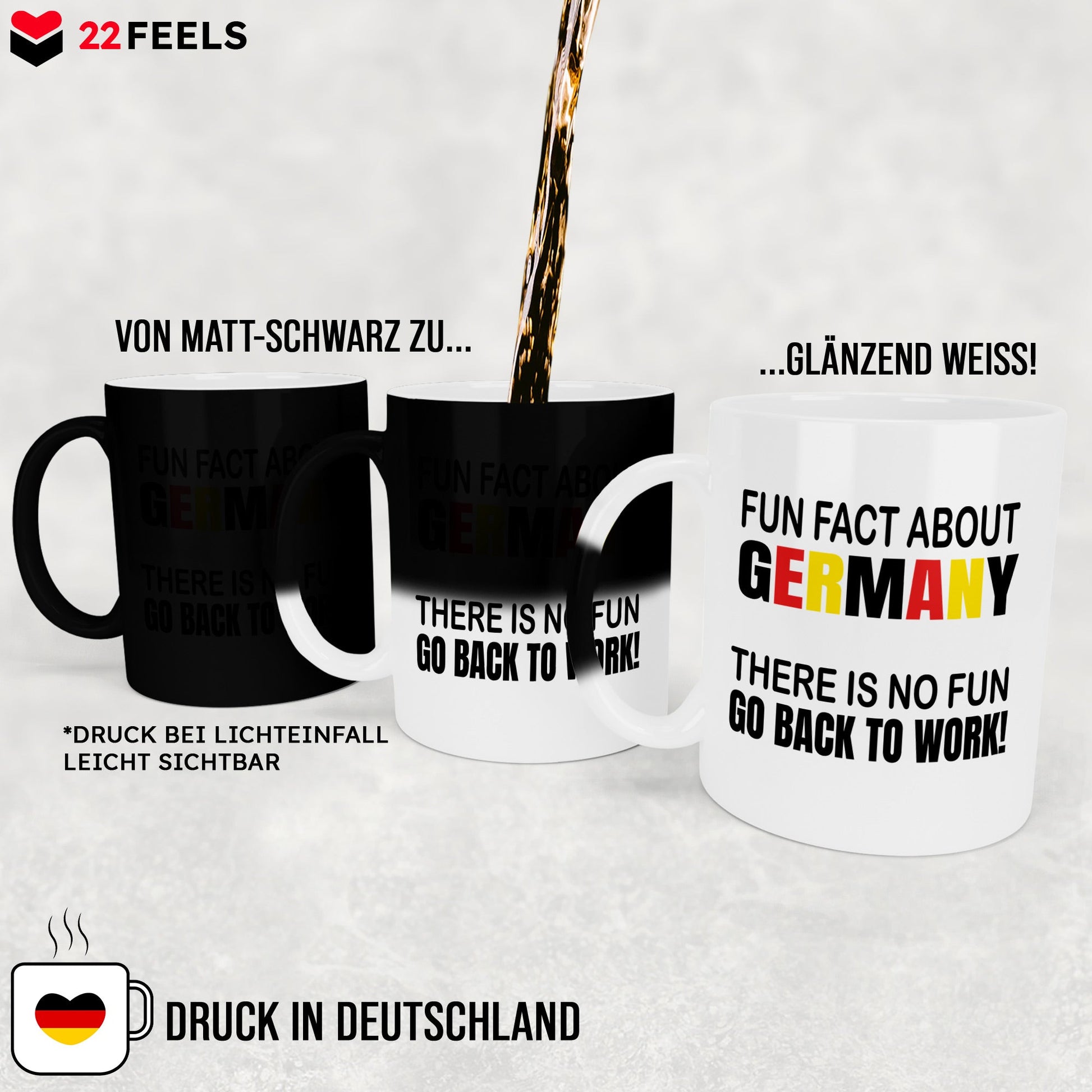 22Feels® Lustige Zaubertasse mit Spruch: - Büro Geschenkidee (Matt-Schwarz und Weiss, 320ml)-Farbwechsel Tasse Matt 320ml-22Feels