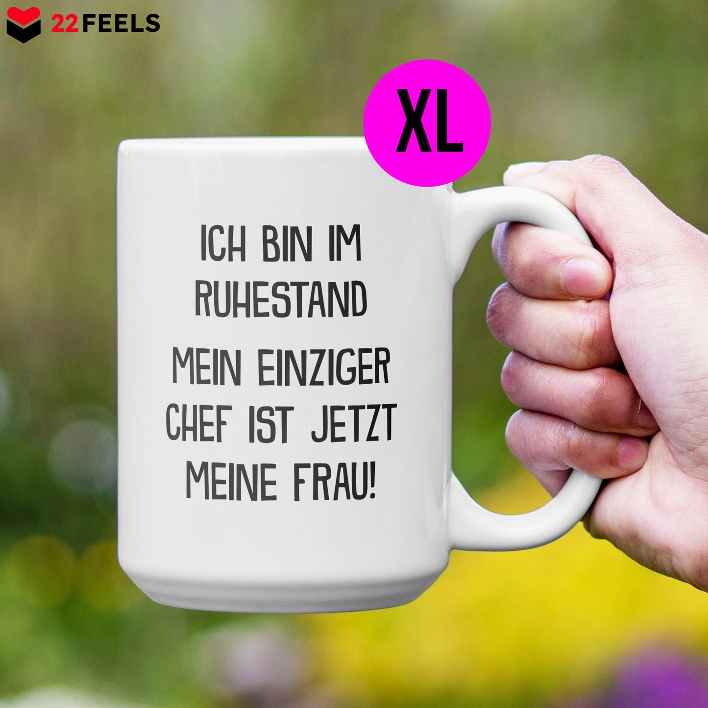 22Feels® Renteintritt Geschenk für Männer - XL Tasse mit Spruch (Weiss, 440ml)-Weisse XL Tasse 440ml-22Feels