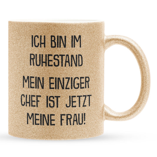 22Feels® Renteintritt Geschenk für Männer - Glitzertasse mit Spruch (Gold, 320ml)-Glitzertasse Gold 320ml-22Feels