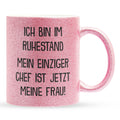 22Feels® Renteintritt Geschenk für Männer - Glitzertasse mit Spruch (Pink, 320ml)-Glitzertasse Pink 320ml-22Feels