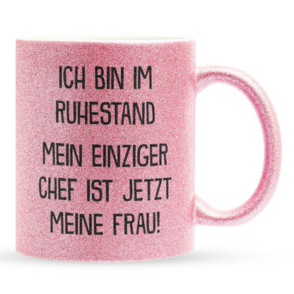 22Feels® Renteintritt Geschenk für Männer - Glitzertasse mit Spruch (Pink, 320ml)-Glitzertasse Pink 320ml-22Feels