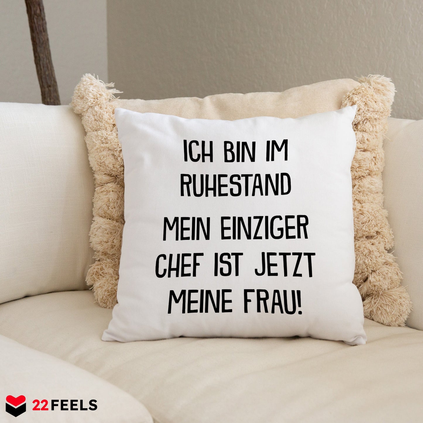 22Feels® Renteintritt Geschenk für Männer - Kissen mit Spruch (Weiss 40x40cm)-Kissen Weiss 40x40-22Feels