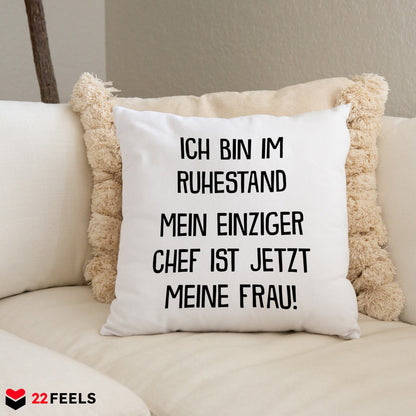 22Feels® Renteintritt Geschenk für Männer - Kissen mit Spruch (Weiss 40x40cm)-Kissen Weiss 40x40-22Feels