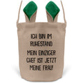 22Feels® Rentner Ehemann Rente Osterkorb mit Henkel Ostergeschenk Tragetasche Ostern Deko Osternest Körbchen Hasenohren (Beige/Grün)-Ostern Tragetasche-22Feels