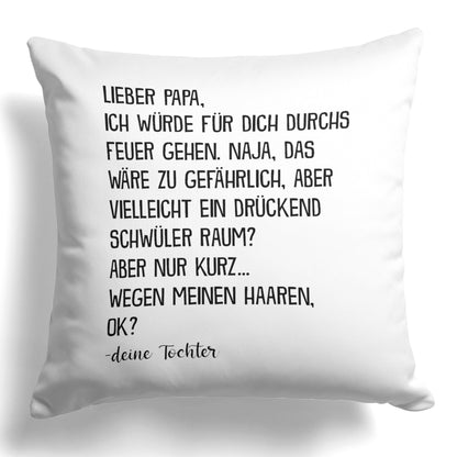 22Feels® Papa Geschenk von Tochter - Kissen mit Spruch (Weiss 40x40cm)-Kissen Weiss 40x40-22Feels