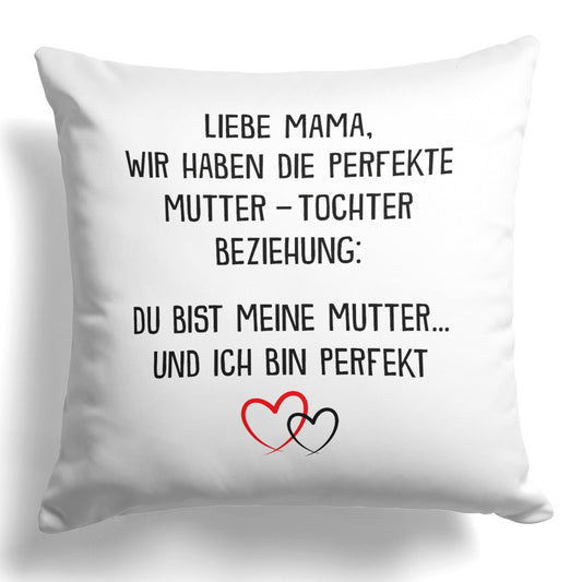 22Feels® Mama Geschenk von der Tochter - Kissen mit Spruch (Weiss 40x40cm)-Kissen Weiss 40x40-22Feels