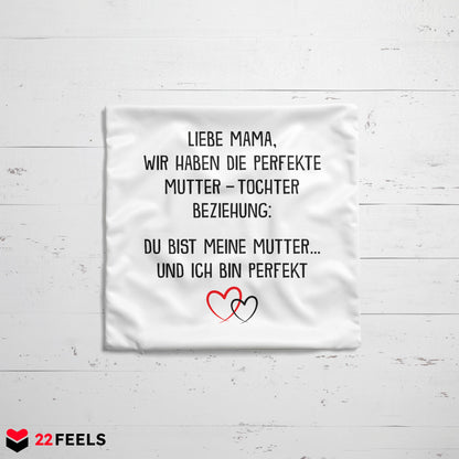 22Feels® Mama Geschenk von der Tochter - Kissen mit Spruch (Weiss 40x40cm)-Kissen Weiss 40x40-22Feels
