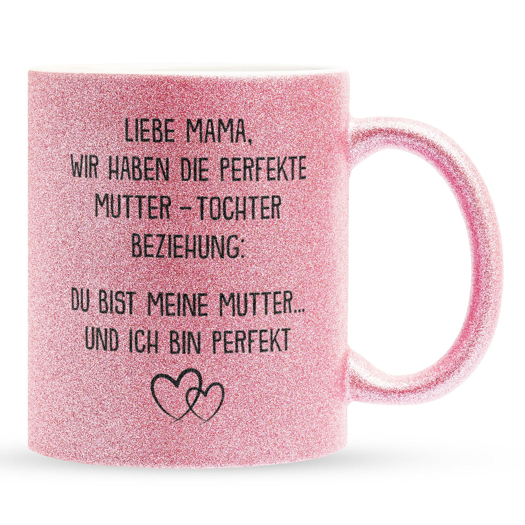 22Feels® Mama Geschenk von Tochter - Glitzertasse mit Spruch (Pink, 320ml)-Glitzertasse Pink 320ml-22Feels