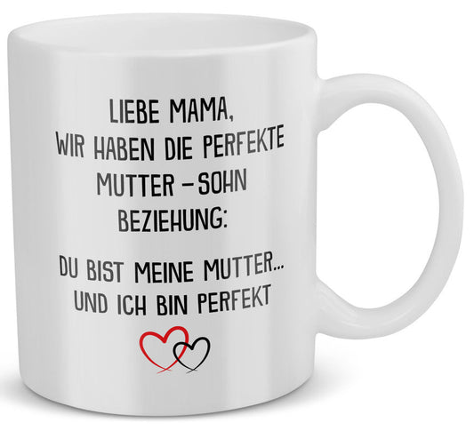 22Feels® Geschenk für Mama von Sohn - Tasse mit Spruch: Ich Bin Nicht Perfekt (Weiss, 320ml)-Weisse Tasse 320ml-22Feels