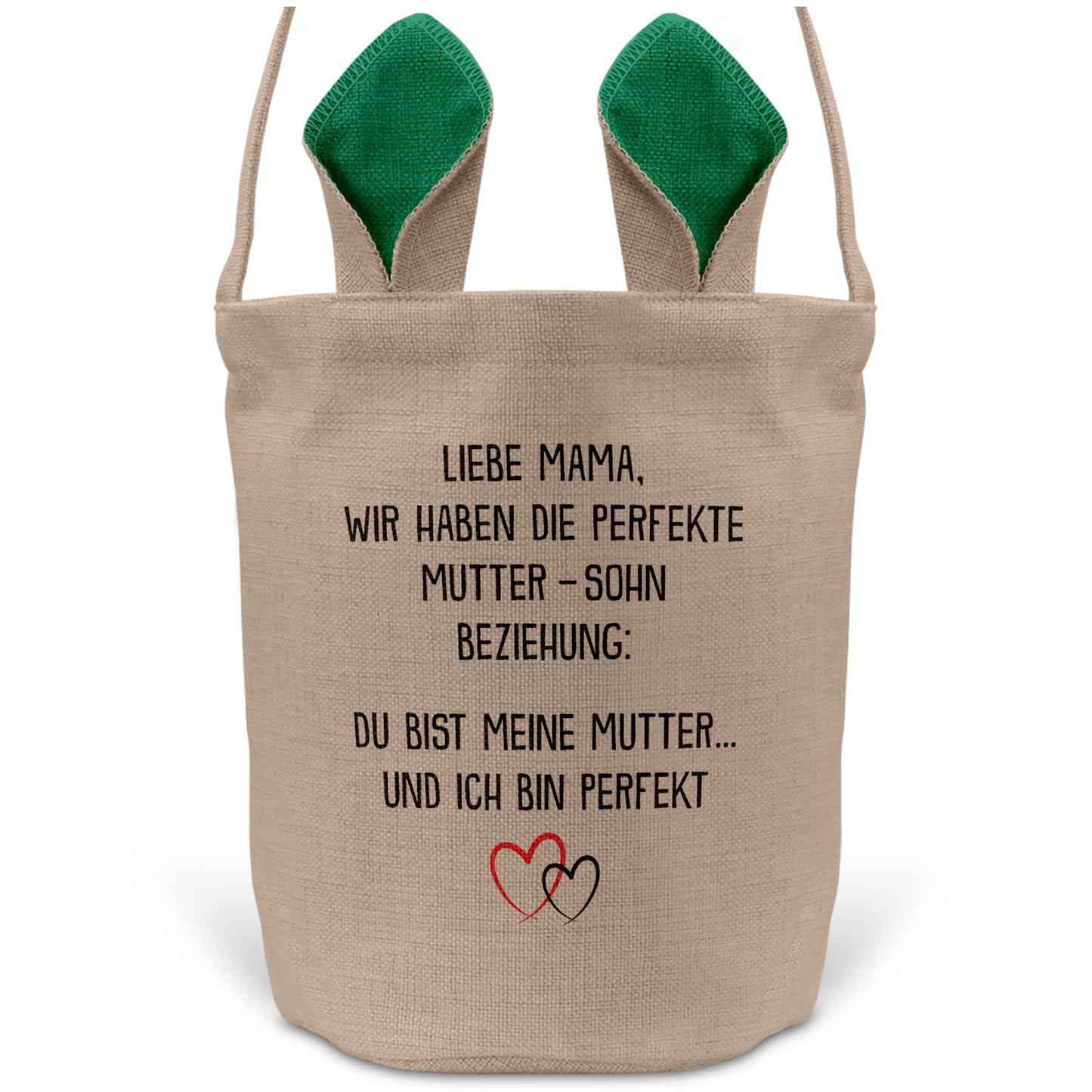 22Feels® Mama Osterkorb von Sohn Mutter mit Henkel Ostergeschenk Tragetasche Ostern Deko Osternest Körbchen Hasenohren (Beige/Grün)-Ostern Tragetasche-22Feels