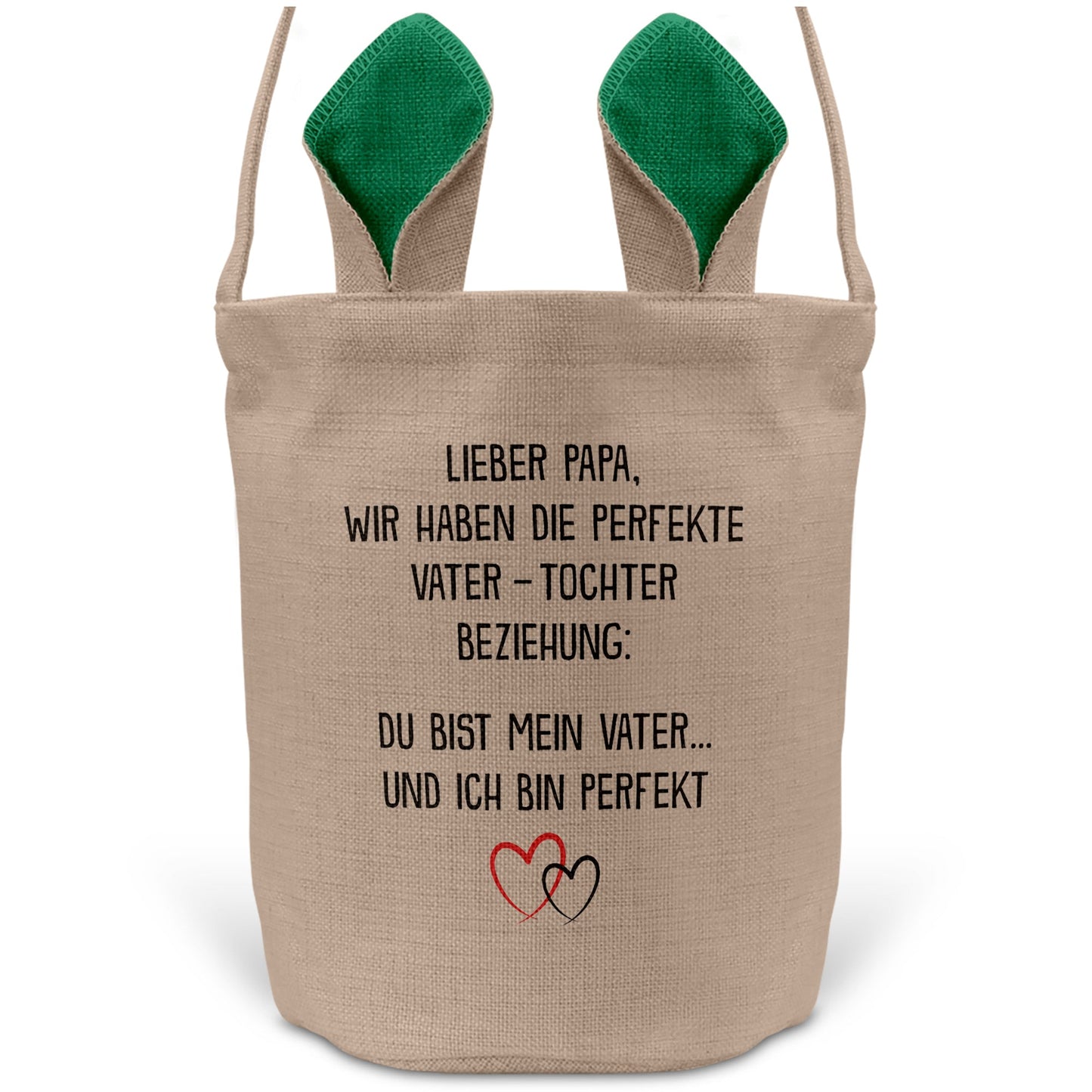 22Feels® Papa Osterkorb von Tochter Vater mit Henkel Ostergeschenk Tragetasche Ostern Deko Osternest Körbchen Hasenohren (Beige/Grün)-Ostern Tragetasche-22Feels
