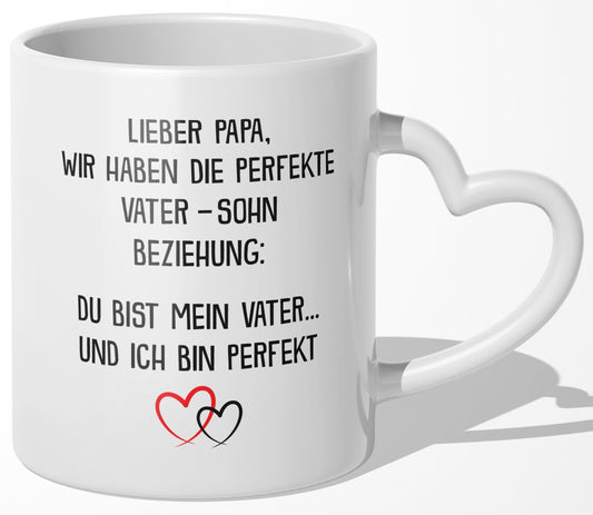 22Feels® Papa Geschenk von Sohn - Tasse mit Spruch (Herzhenkel, Weiss, 320ml)-Tasse Weiss Herzhenkel 320ml-22Feels