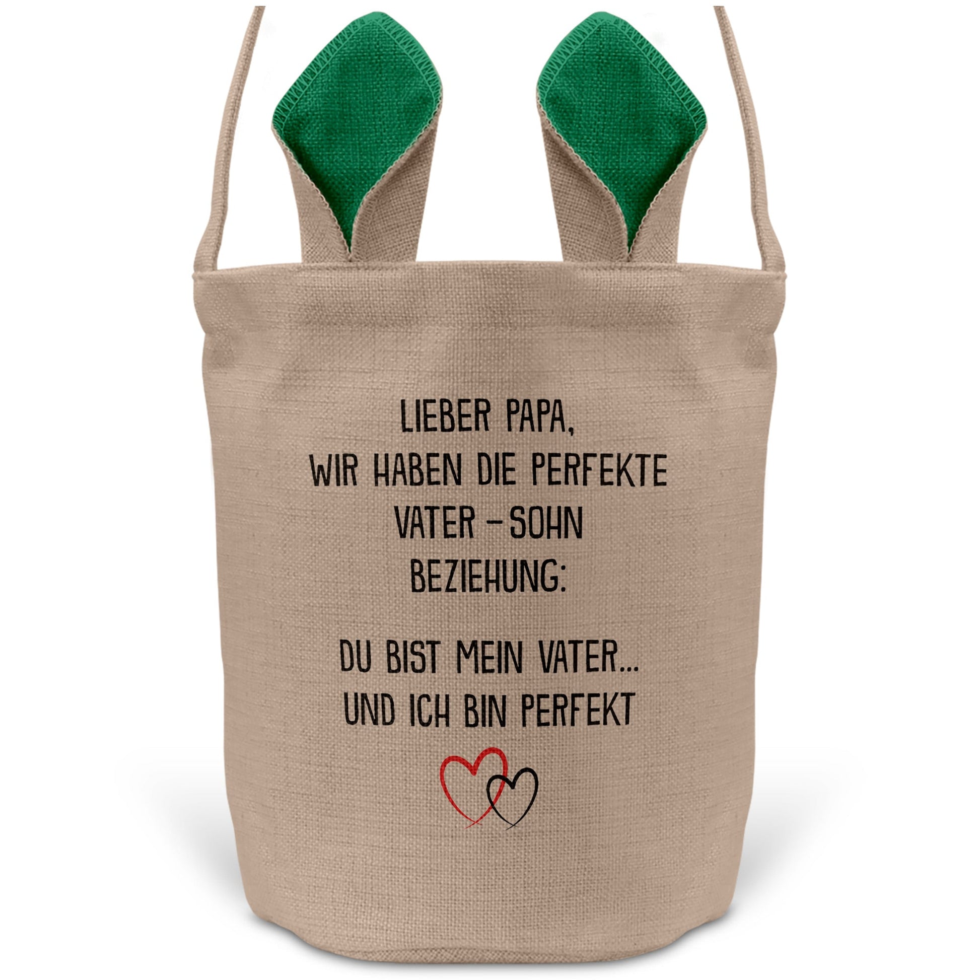 22Feels® Papa Osterkorb von Sohn Vater mit Henkel Ostergeschenk Tragetasche Ostern Deko Osternest Körbchen Hasenohren (Beige/Grün)-Ostern Tragetasche-22Feels
