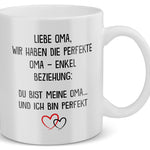 22Feels® Geschenk für Oma von Enkel - Tasse mit Spruch: Ich Bin Perfekt (Weiss, 320ml)-Weisse Tasse 320ml-22Feels