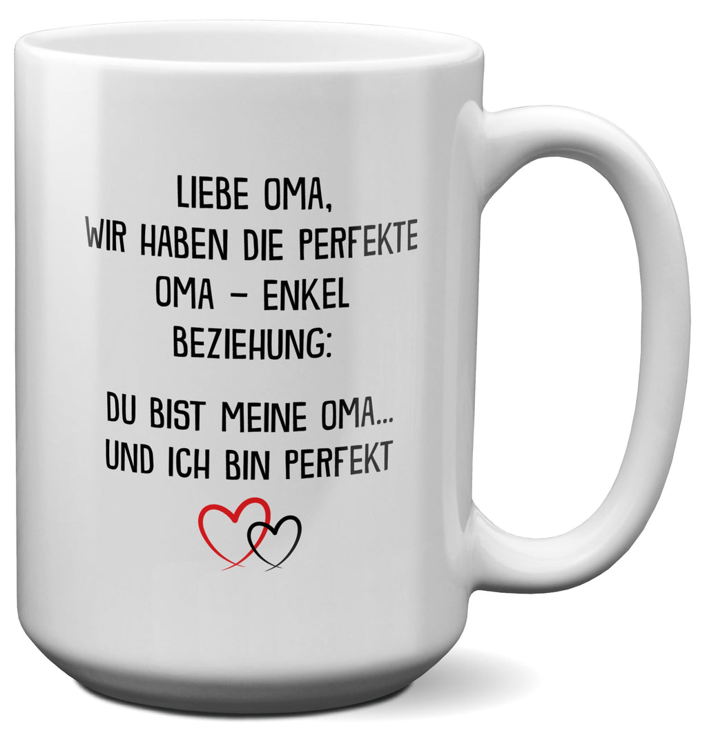 22Feels® Oma Geschenk von Enkel - XL Tasse mit Spruch (Weiss, 440ml)-Weisse XL Tasse 440ml-22Feels