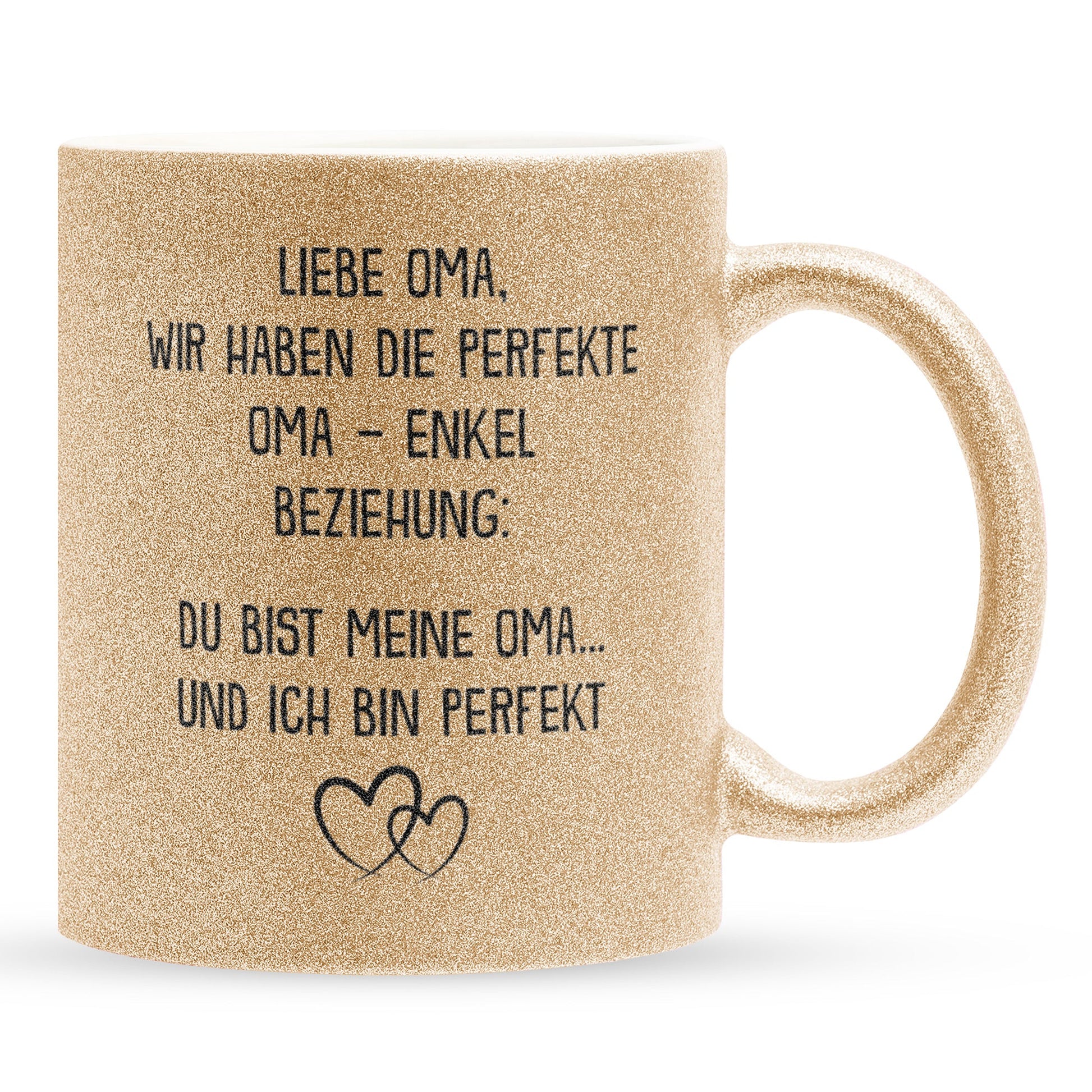 22Feels® Oma Geschenk von Enkel - Glitzertasse mit Spruch (Gold, 320ml)-Glitzertasse Gold 320ml-22Feels