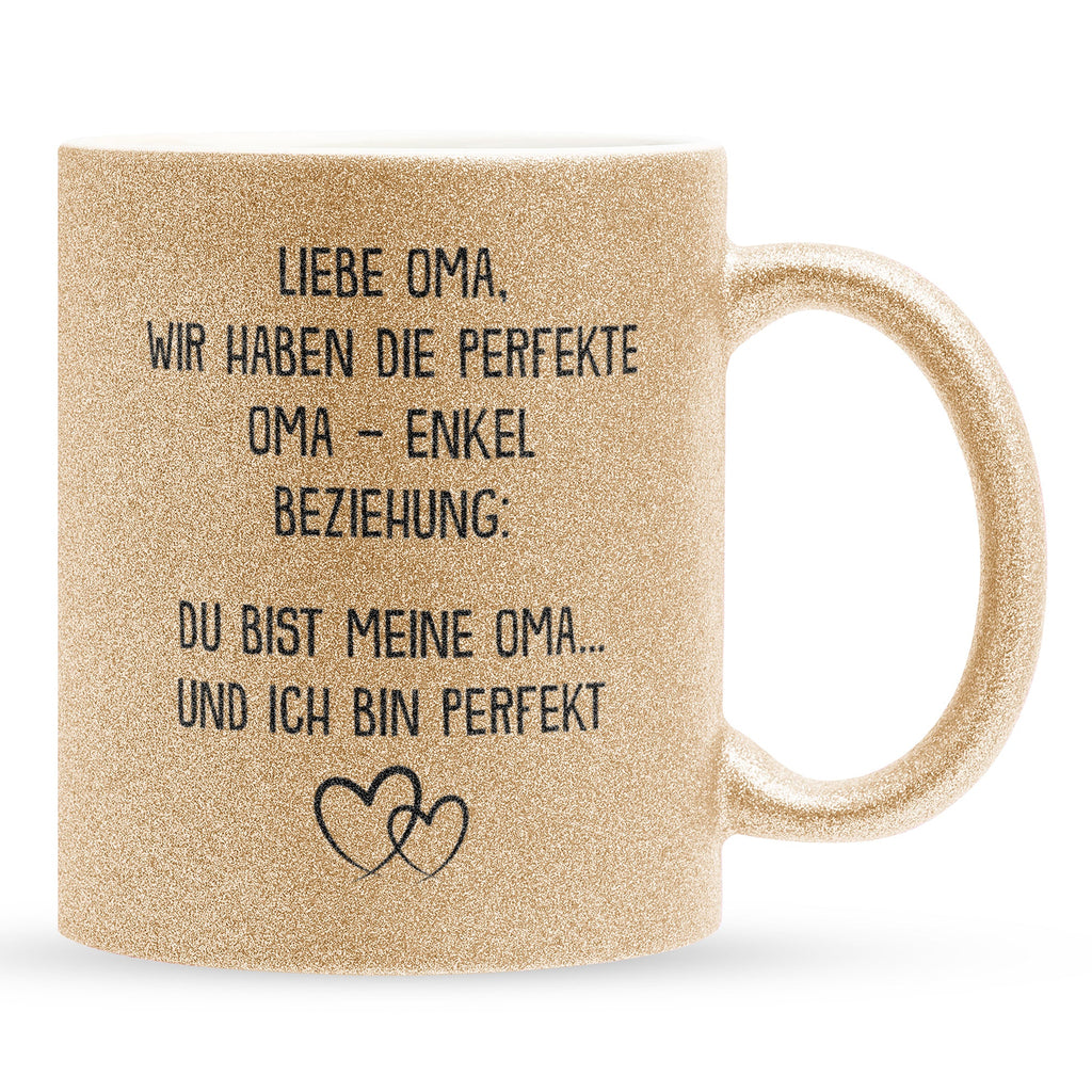 22Feels® Oma Geschenk von Enkel - Glitzertasse mit Spruch (Gold, 320ml)-Glitzertasse Gold 320ml-22Feels