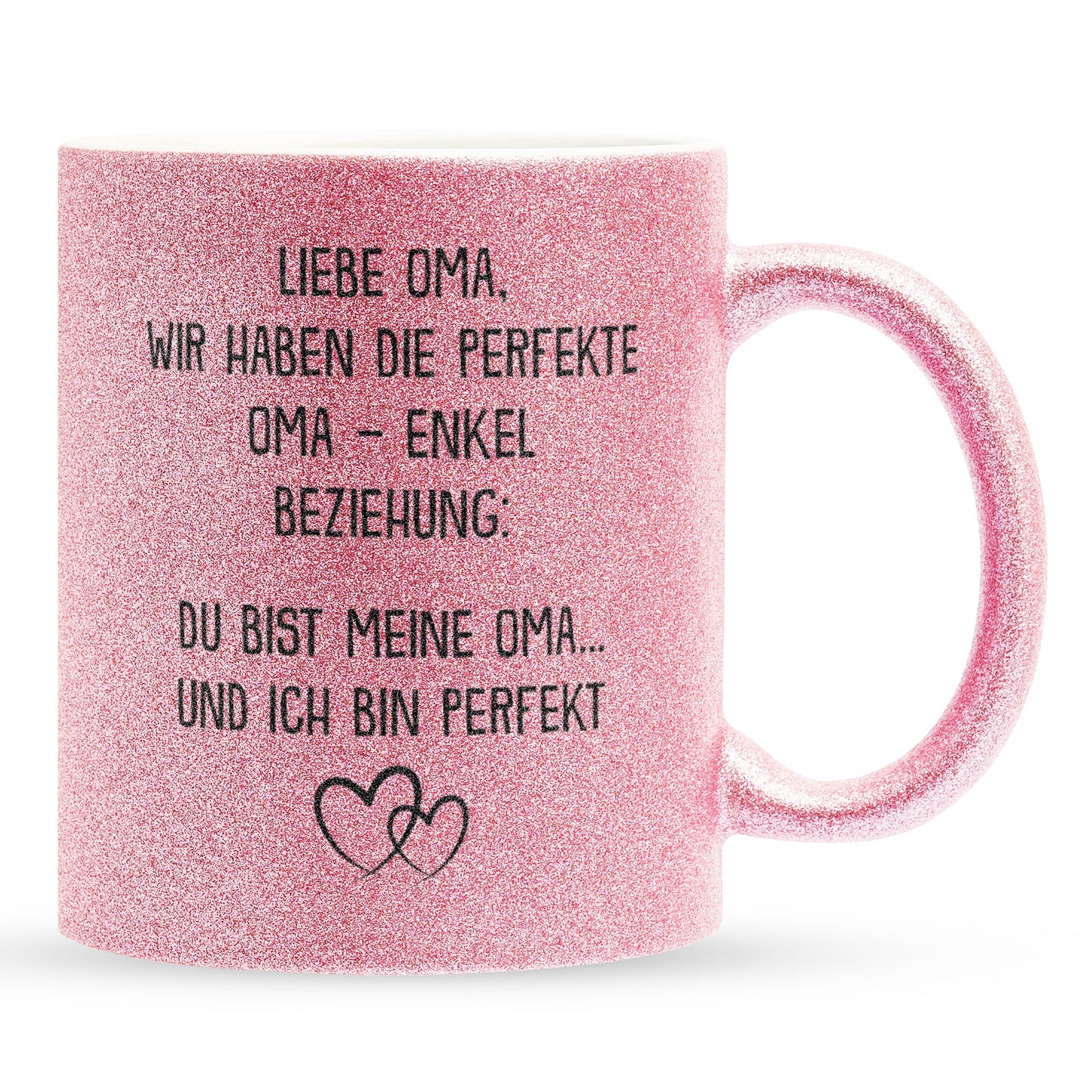 22Feels® Oma Geschenk von Enkel - Glitzertasse mit Spruch (Pink, 320ml)-Glitzertasse Pink 320ml-22Feels