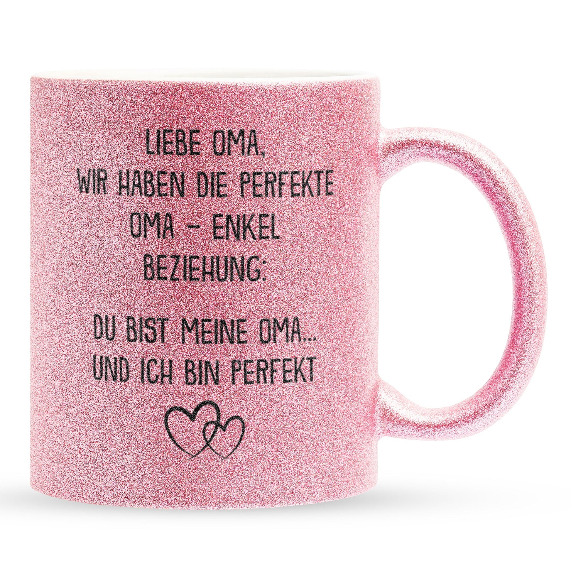 22Feels® Oma Geschenk von Enkel - Glitzertasse mit Spruch (Pink, 320ml)-Glitzertasse Pink 320ml-22Feels