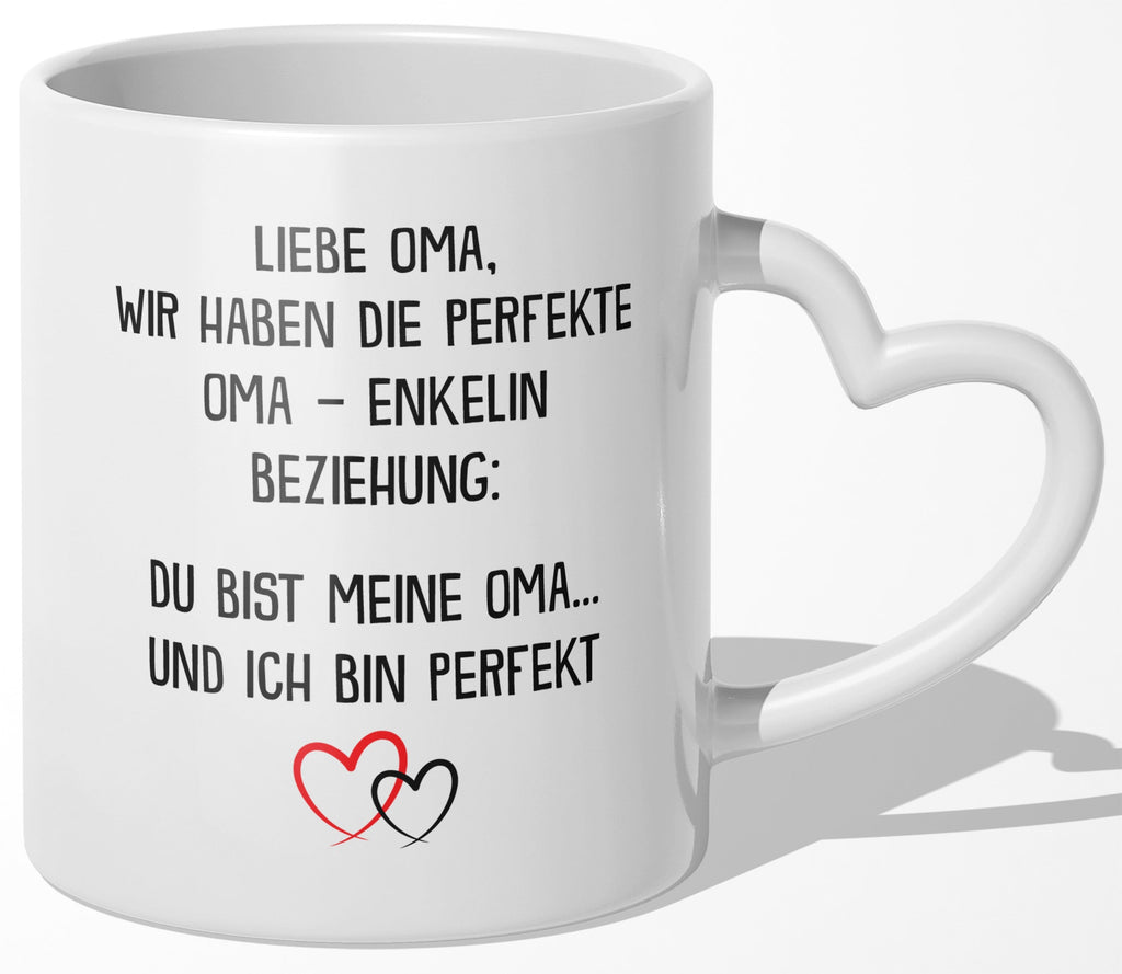 22Feels® Oma Geschenk von Enkelin - Tasse mit Spruch: Zirkus (Herzhenkel, Weiss, 320ml)-Tasse Weiss Herzhenkel 320ml-22Feels