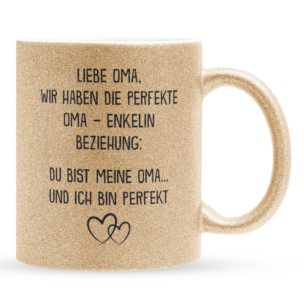 22Feels® Oma Geschenk von Enkelin - Glitzertasse mit Spruch (Gold, 320ml)-Glitzertasse Gold 320ml-22Feels