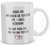 22Feels® Geschenk für Opa von Enkel - Tasse mit Spruch: Ich Bin Perfekt (Weiss, 320ml)-Weisse Tasse 320ml-22Feels