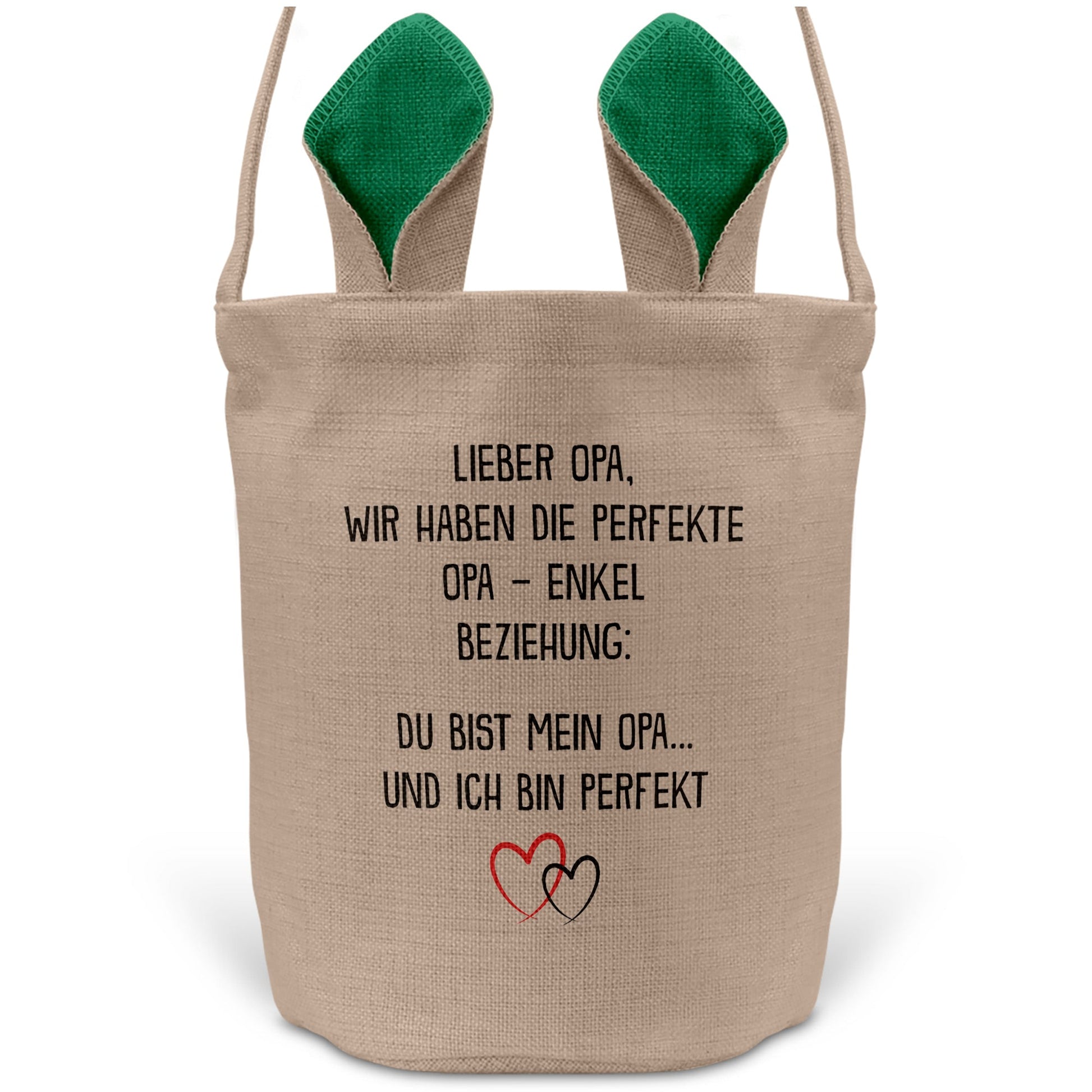 22Feels® Opa Osterkorb von Enkel Grossvater mit Henkel Ostergeschenk Tragetasche Ostern Deko Osternest Körbchen Hasenohren (Beige/Grün)-Ostern Tragetasche-22Feels