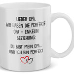 22Feels® Geschenk für Opa von Enkelin - Tasse mit Spruch: Die Perfekte Beziehung (Weiss, 320ml)-Weisse Tasse 320ml-22Feels