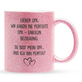 22Feels® Opa Geschenk von Enkelin - Glitzertasse mit Spruch: Perfekte Beziehung (Pink, 320ml)-Glitzertasse Pink 320ml-22Feels