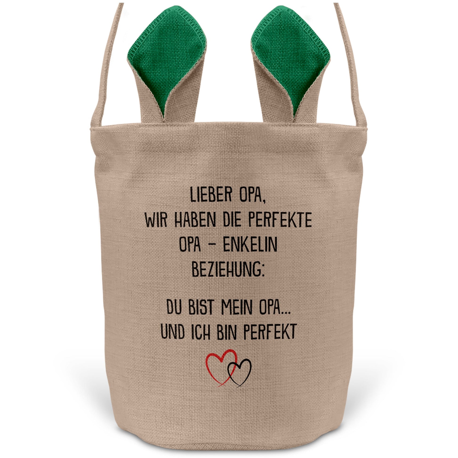 22Feels® Opa Osterkorb von Enkelin Grossvater mit Henkel Ostergeschenk Tragetasche Ostern Deko Osternest Körbchen Hasenohren (Beige/Grün)-Ostern Tragetasche-22Feels