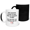 22Feels® Schwester Geschenk - Zaubertasse mit Spruch: Glück mich zu haben (Matt-Schwarz und Weiss, 320ml)-Farbwechsel Tasse Matt 320ml-22Feels