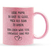 22Feels® Mama Geschenk von Sohn - Glitzertasse mit Spruch: Glück mich zu haben (Pink, 320ml)-Glitzertasse Pink 320ml-22Feels
