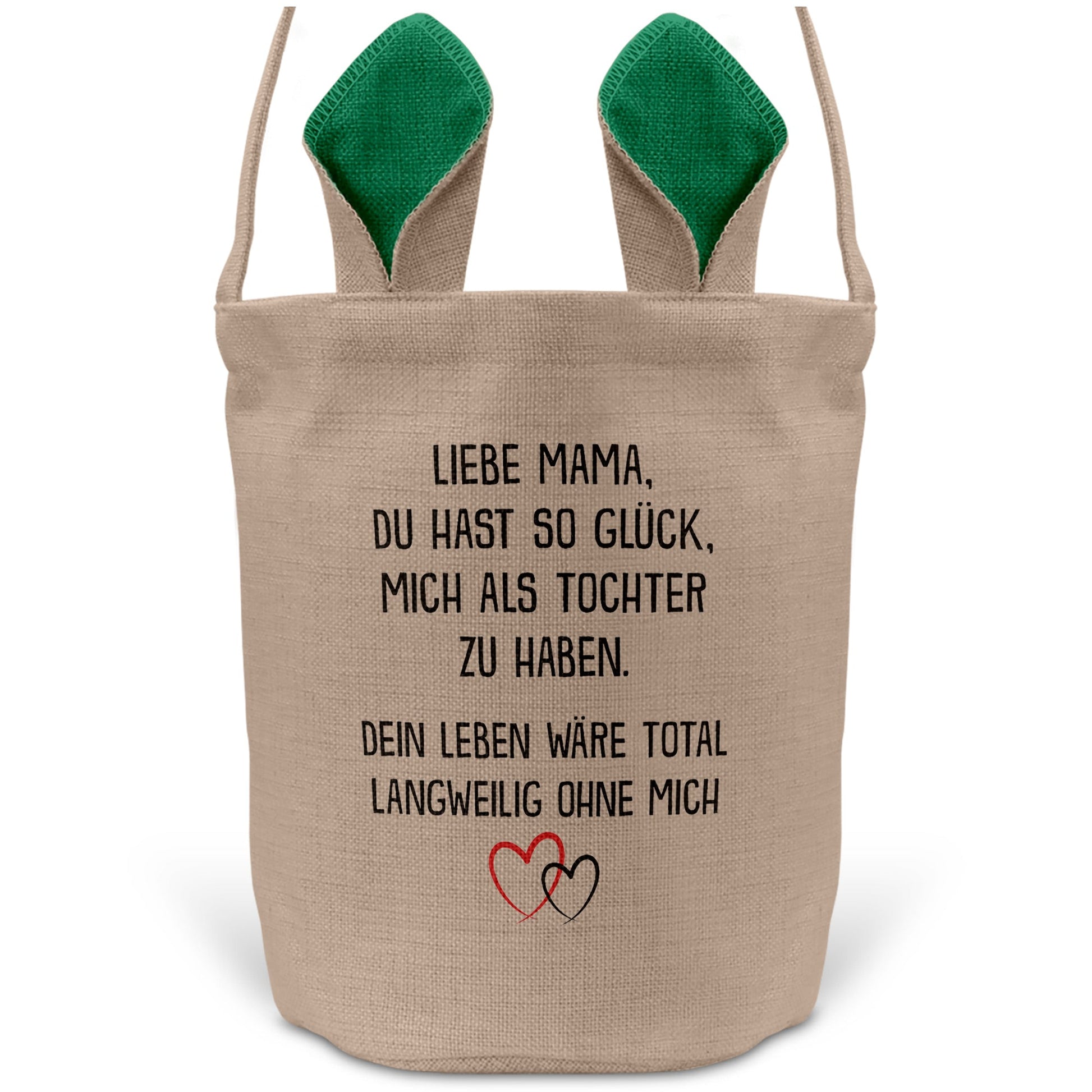 22Feels® Mama Osterkorb von Tochter Mutter mit Henkel Ostergeschenk Tragetasche Ostern Deko Osternest Körbchen Hasenohren (Beige/Grün)-Ostern Tragetasche-22Feels