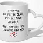 22Feels® Papa Geschenk von Sohn - Tasse mit Spruch (Herzhenkel, Weiss, 320ml)-Tasse Weiss Herzhenkel 320ml-22Feels