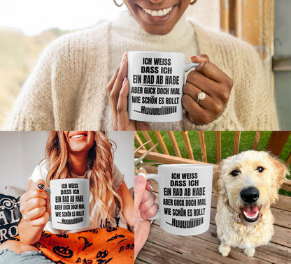 22Feels® Lustige Tasse mit Spruch: Ich Weiss, Dass Ich Ein Rad Abhabe - Büro Geschenkidee (Weiss, 320ml)-Weisse Tasse 320ml-22Feels