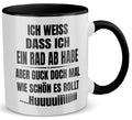 22Feels® Lustige Tasse mit Spruch: Ich weiss, dass ich ein Rad abhabe - Büro Geschenkidee (Weiss-Schwarz, 320ml)-TwoTone Tasse Weiss-Schwarz 320ml-22Feels