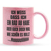 22Feels® Lustige Glitzertasse mit Spruch: Ich weiss, dass ich ein Rad abhabe - Büro Geschenkidee (Pink, 320ml)-Glitzertasse Pink 320ml-22Feels