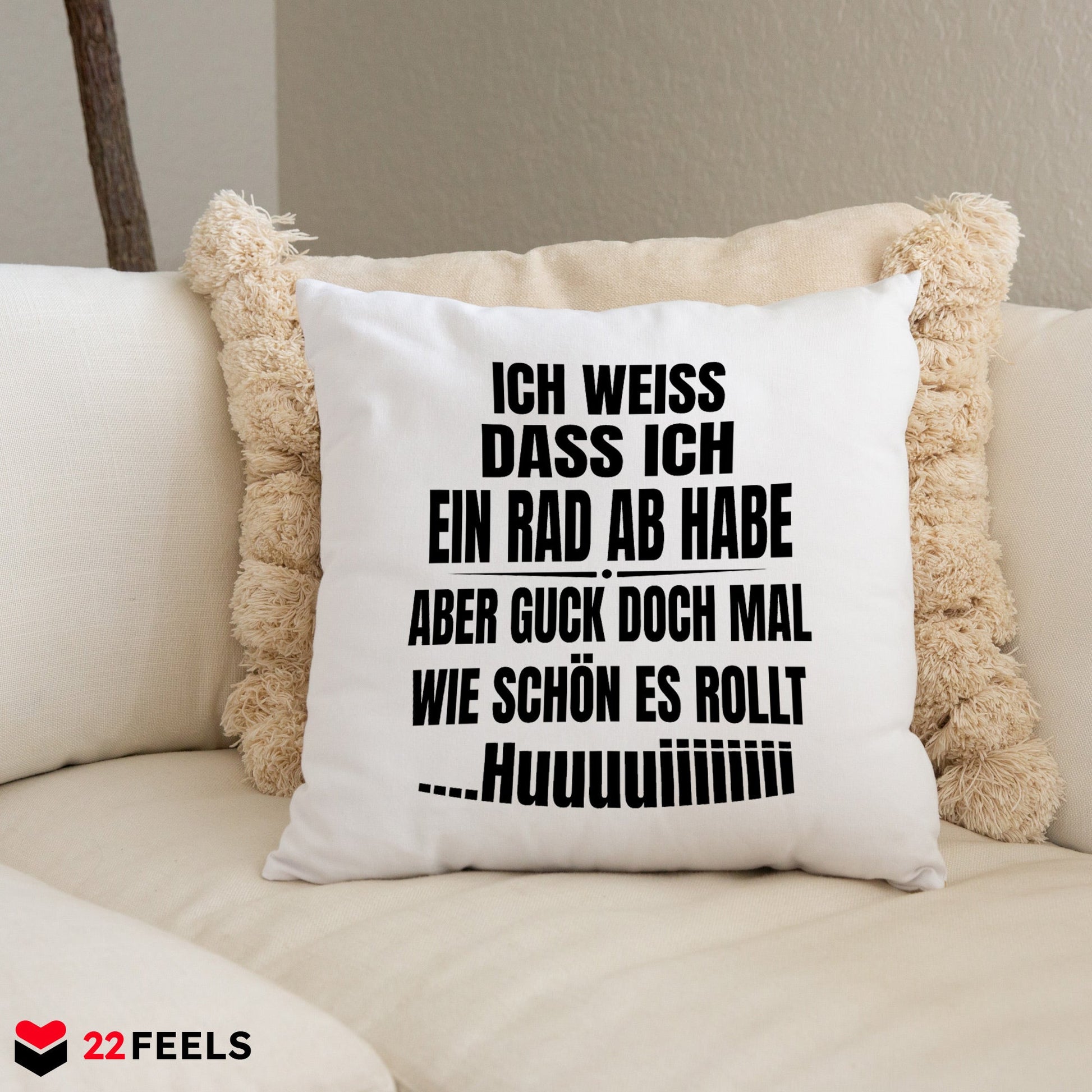 22Feels® Lustiges Kissen mit Spruch, Deko für Zuhause oder das Büro - Geschenkidee (Weiss 40x40cm)-Kissen Weiss 40x40-22Feels