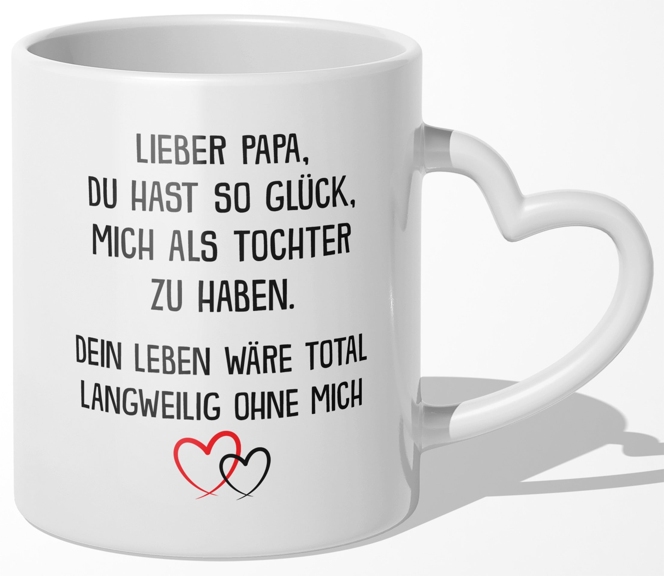 22Feels® Papa Geschenk von Tochter - Tasse mit Spruch (Herzhenkel, Weiss, 320ml)-Tasse Weiss Herzhenkel 320ml-22Feels