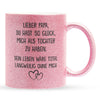 22Feels® Papa Geschenk von Tochter - Glitzertasse mit Spruch: Glück mich zu haben (Pink, 320ml)-Glitzertasse Pink 320ml-22Feels