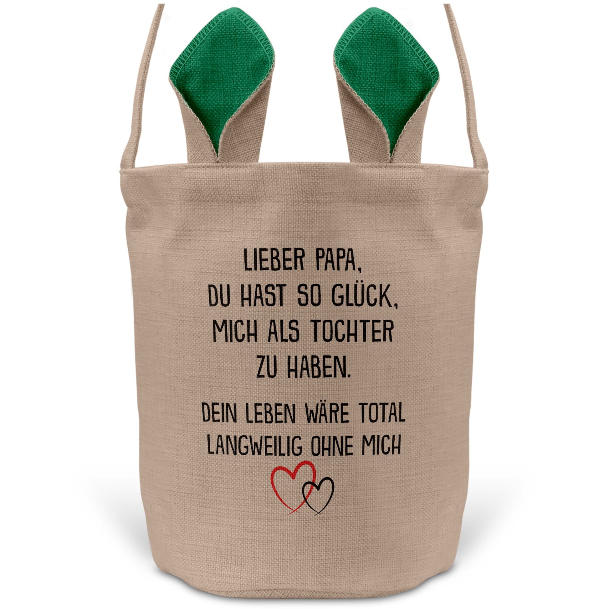 22Feels® Papa Osterkorb von Tochter Vater mit Henkel Ostergeschenk Tragetasche Ostern Deko Osternest Körbchen Hasenohren (Beige/Grün)-Ostern Tragetasche-22Feels