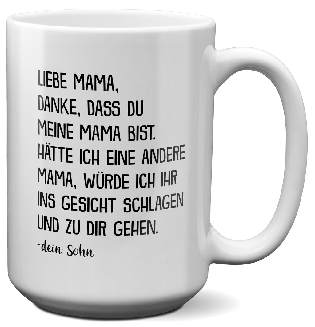 22Feels® Mama Geschenk von Sohn - XL Tasse mit Spruch: Danke (Weiss, 440ml)-Weisse XL Tasse 440ml-22Feels