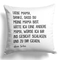 22Feels® Mama Geschenk vom Sohn - Kissen mit Spruch: Danke (Weiss 40x40cm)-Kissen Weiss 40x40-22Feels
