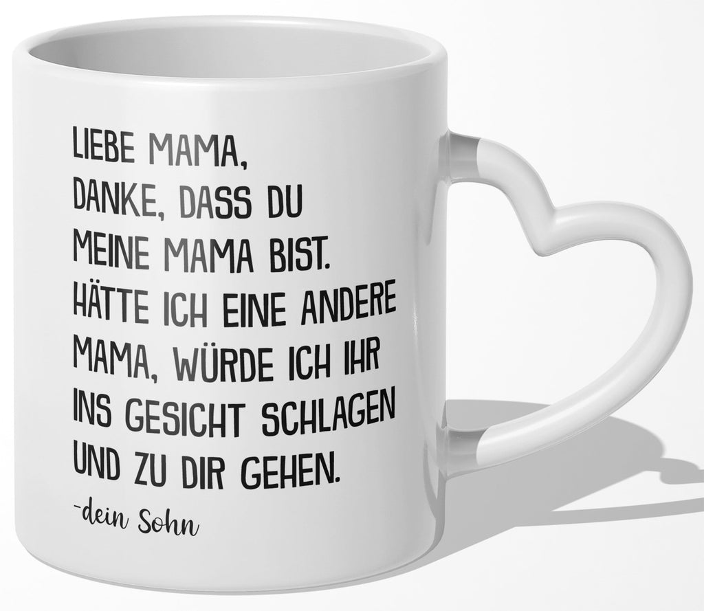22Feels® Mama Geschenk von Sohn - Tasse mit Spruch (Herzhenkel, Weiss, 320ml)-Tasse Weiss Herzhenkel 320ml-22Feels