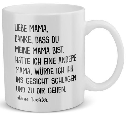 22Feels® Geschenk für Mama von Tochter - Tasse mit Spruch: Danke (Weiss, 320ml)-Weisse Tasse 320ml-22Feels
